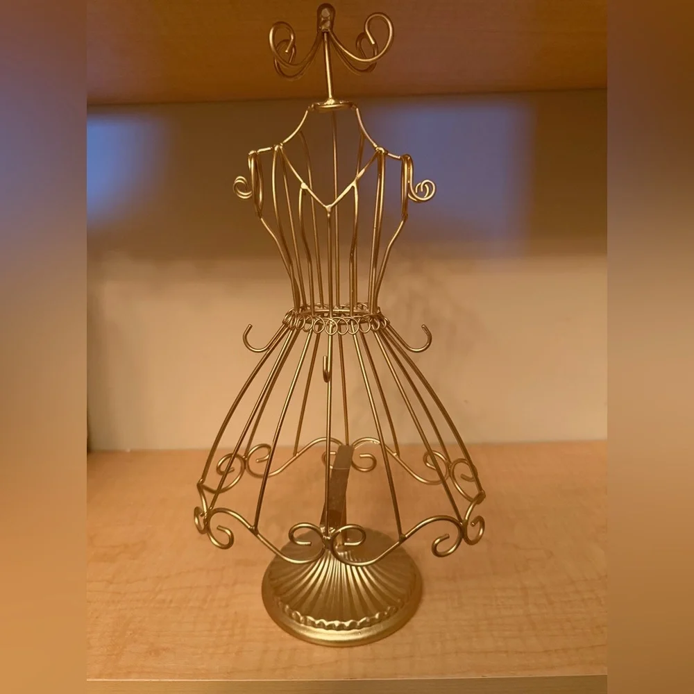Gold Wire Dress Form Jewelry Holder - Picture 1 of 2